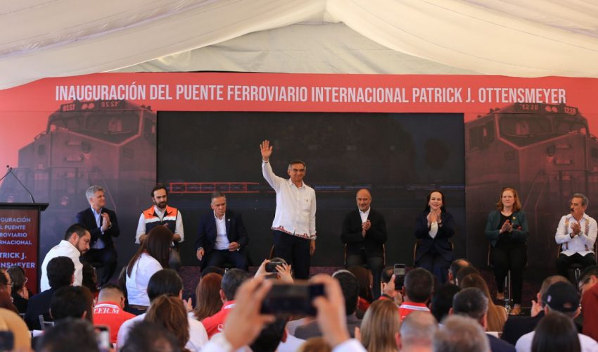 Inauguran Américo, SICT y CPKC, puente ferroviario que duplicará intercambio comercial